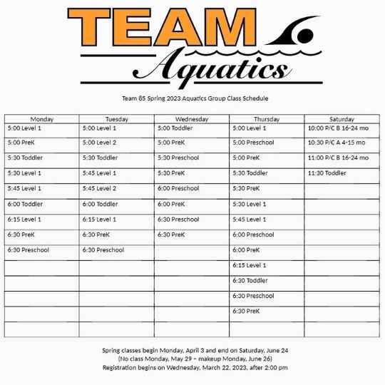 class ages aquatics spring swim lessons team85 fitness and wellness center indoor pool bordentown nj